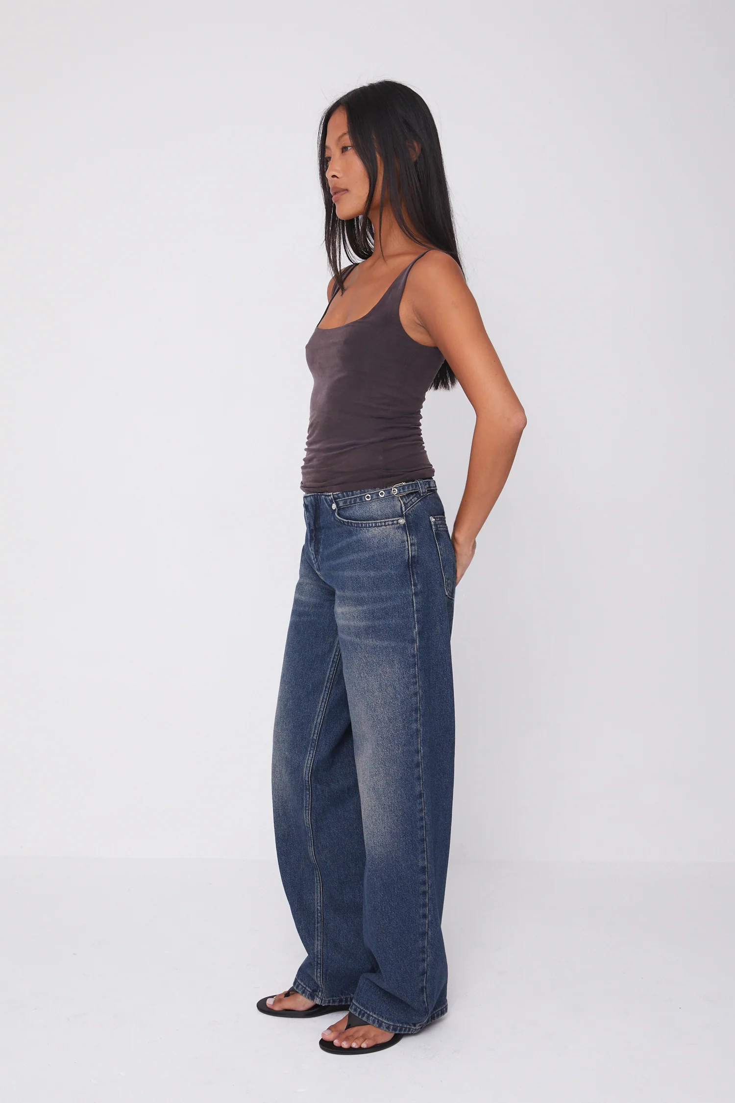 Stevie Low Rise Jeans, Dark Fade - Image 4