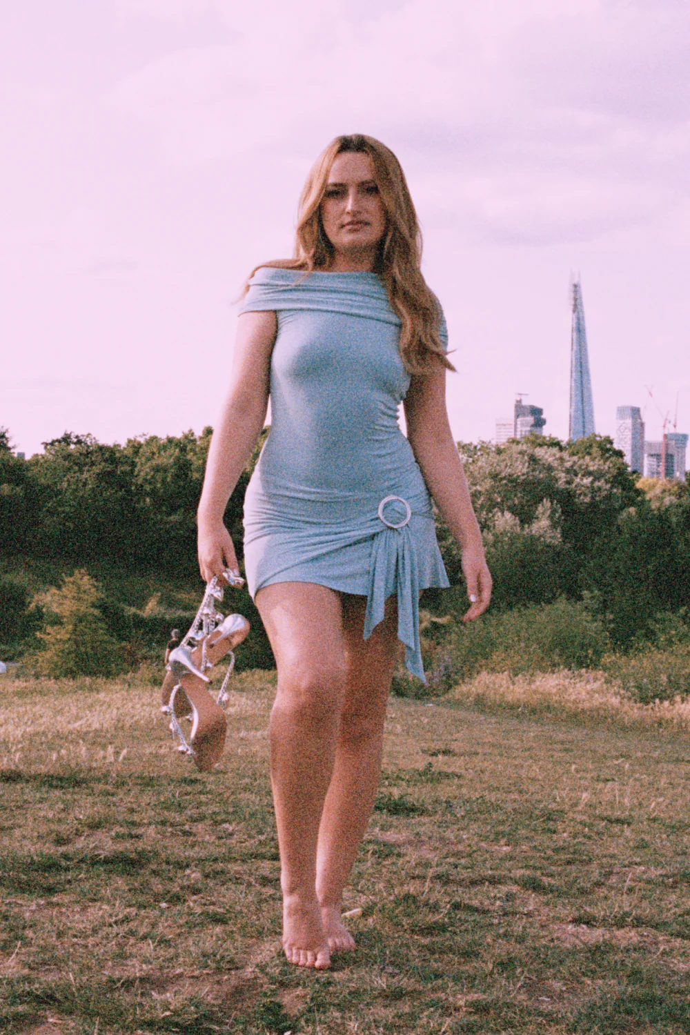 Amelia Bandeau Mini Dress, Pale Aqua - Image 4