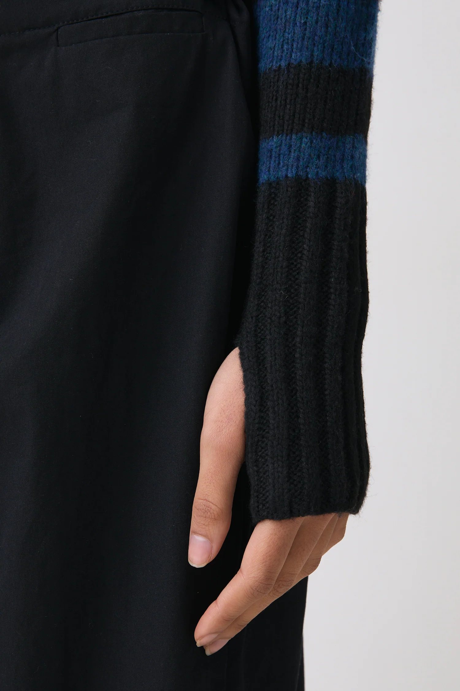 Anita Knitted Hoodie, Teal Stripe - Image 6