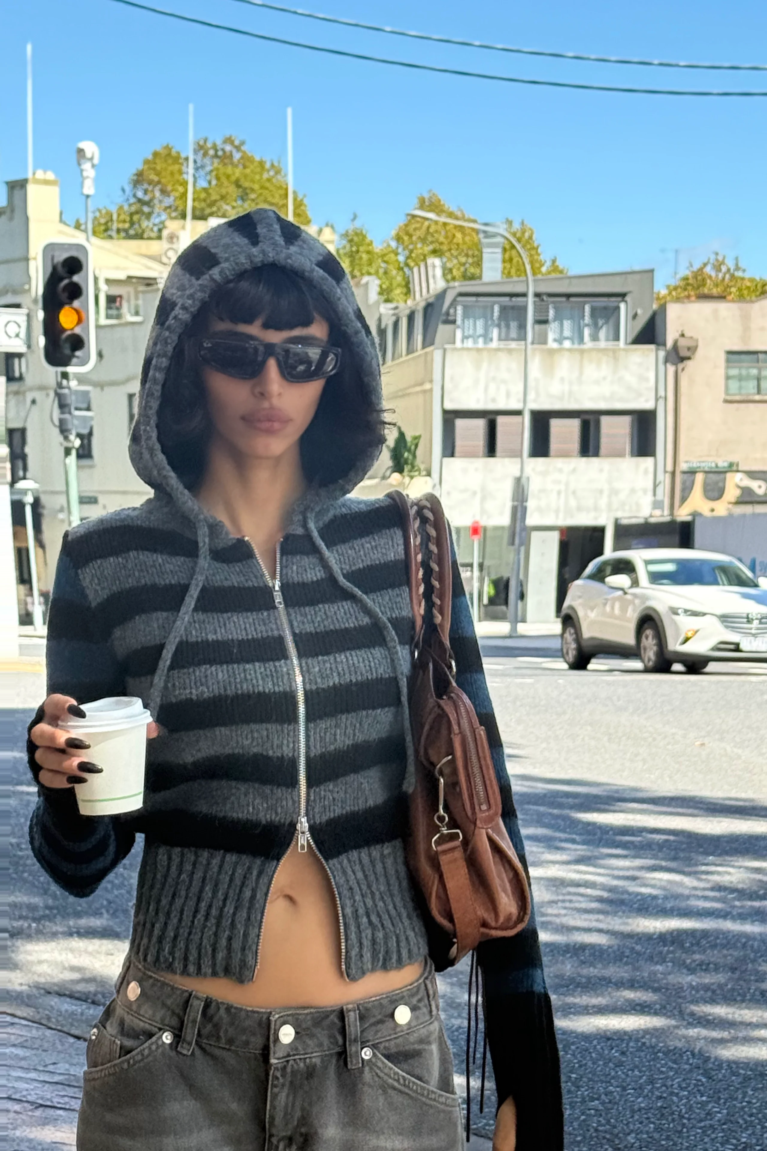 Anita Knitted Hoodie, Teal Stripe - Image 7