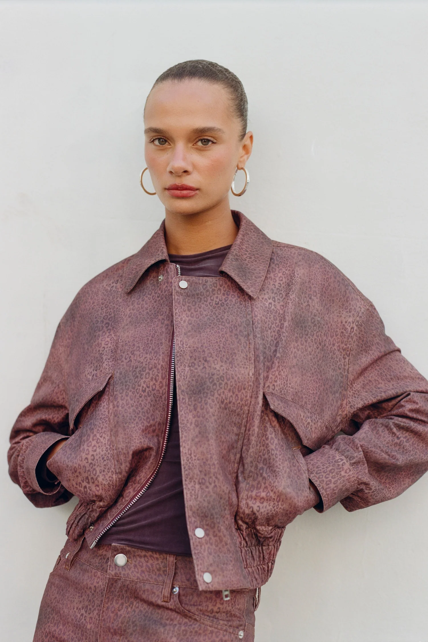 The Cicely Bomber Jacket, Red Leopard - Image 7
