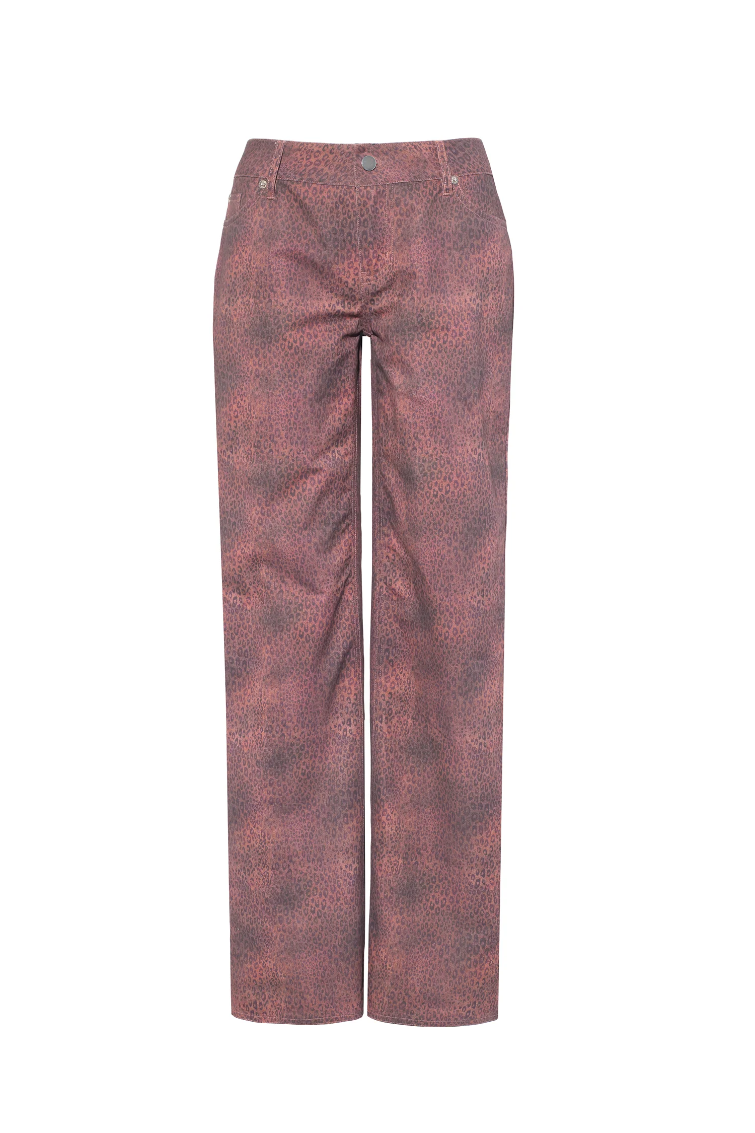 The Cicely Straight Trousers, Red Leopard - Image 8