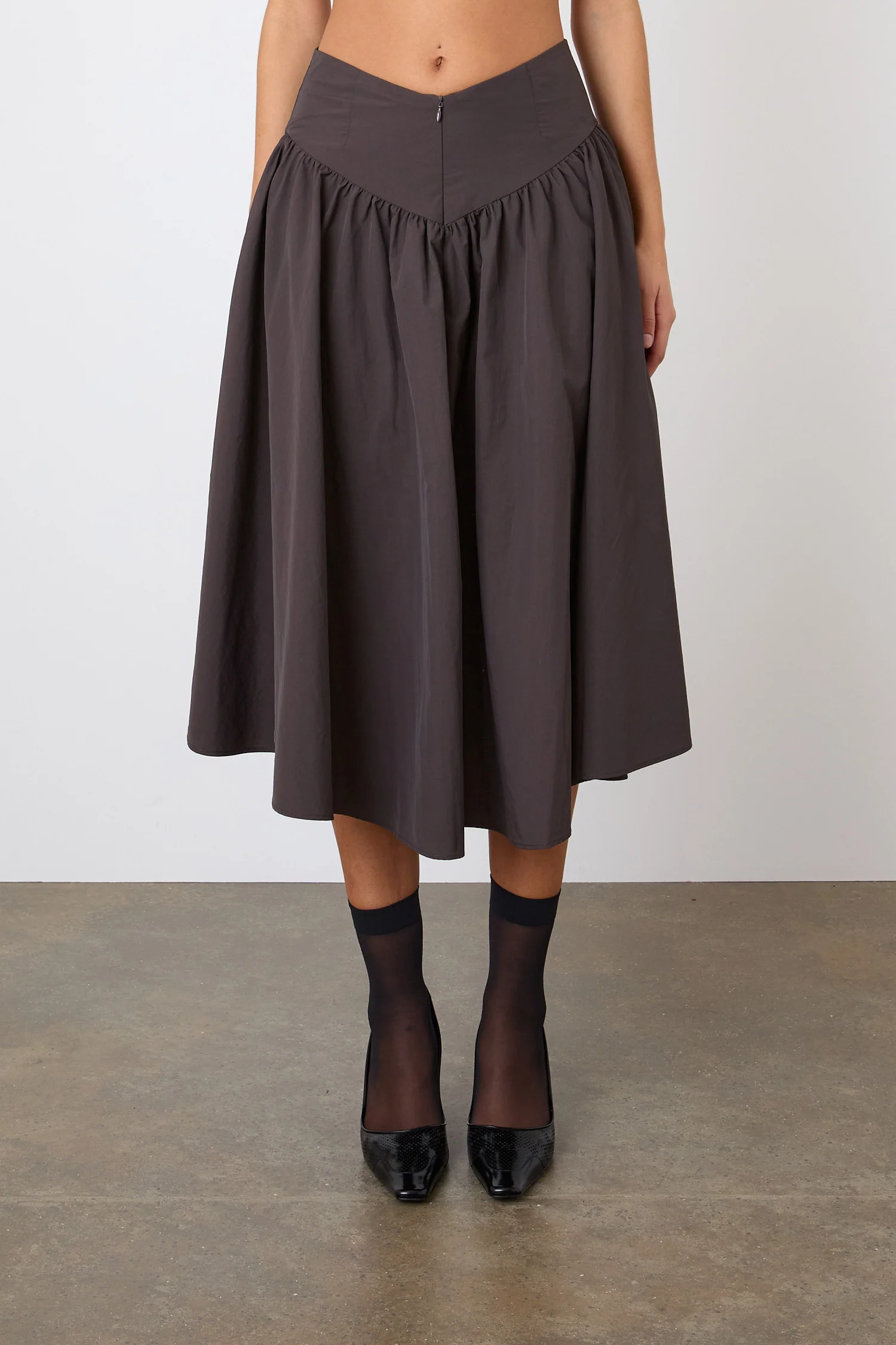 Deba Midi Skirt, Chestnut | Liberty London Exclusive - Image 3