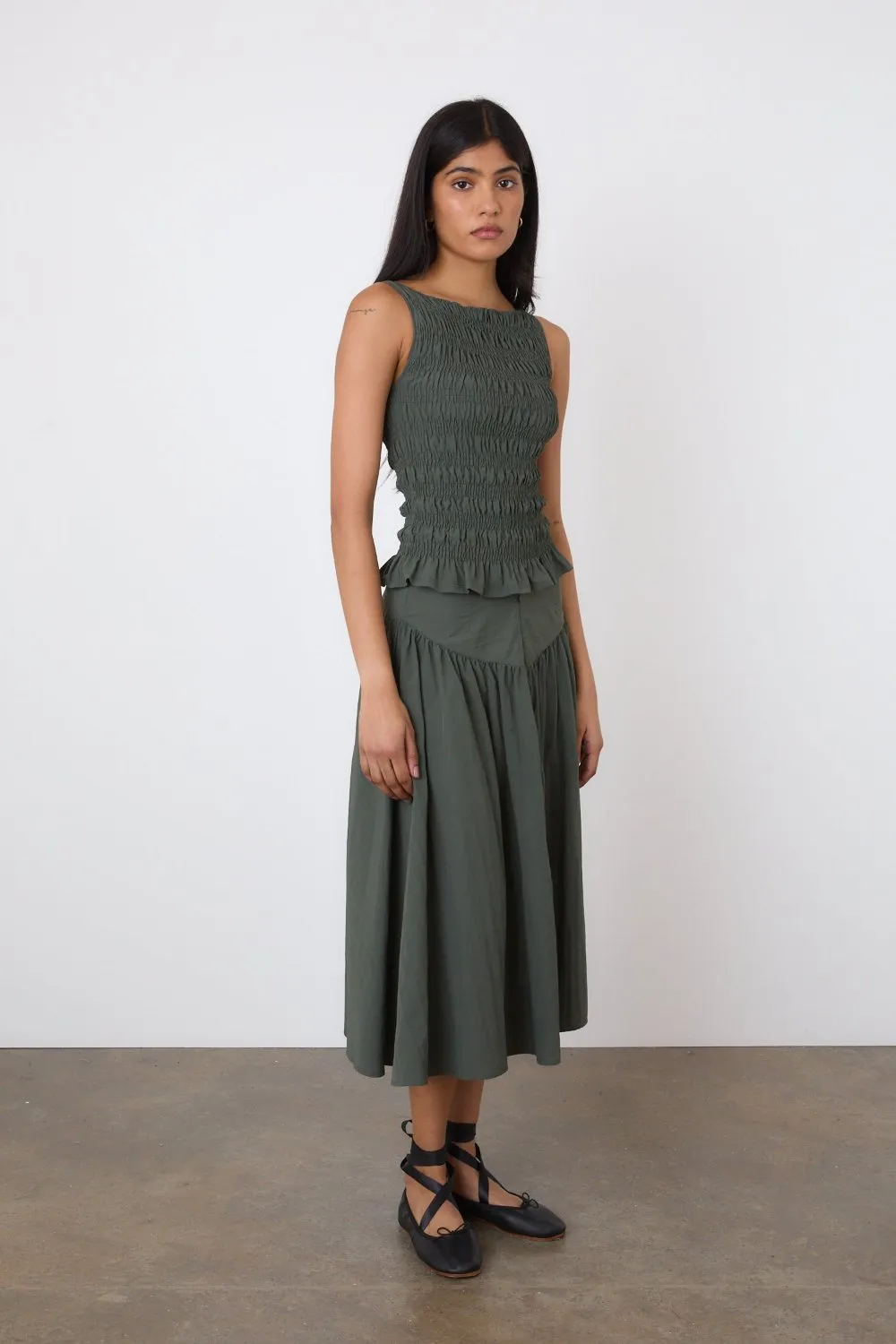 Deba Midi Skirt, Slate Green - Image 3