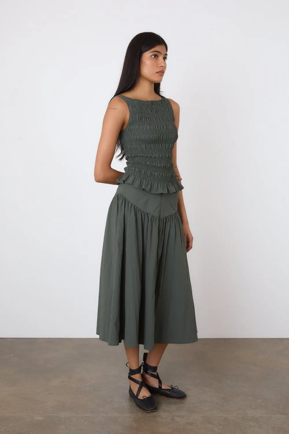 Deba Midi Skirt, Slate Green - Image 4