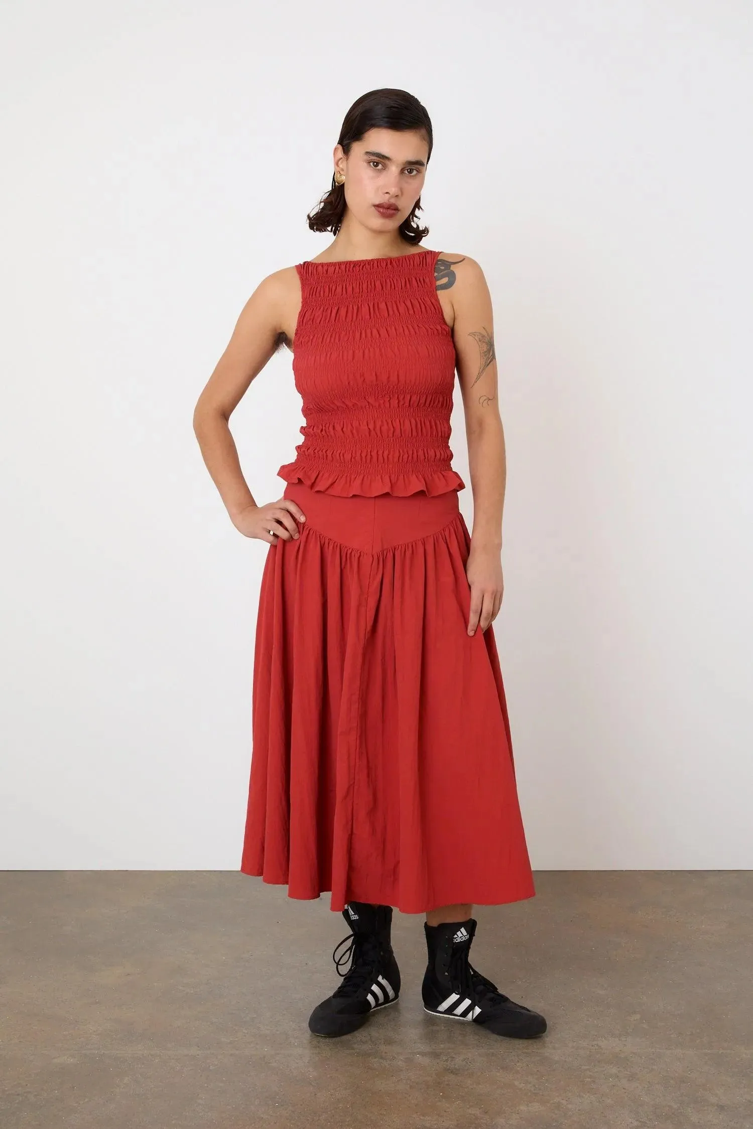 Deba Midi Skirt, Tomato - Image 4