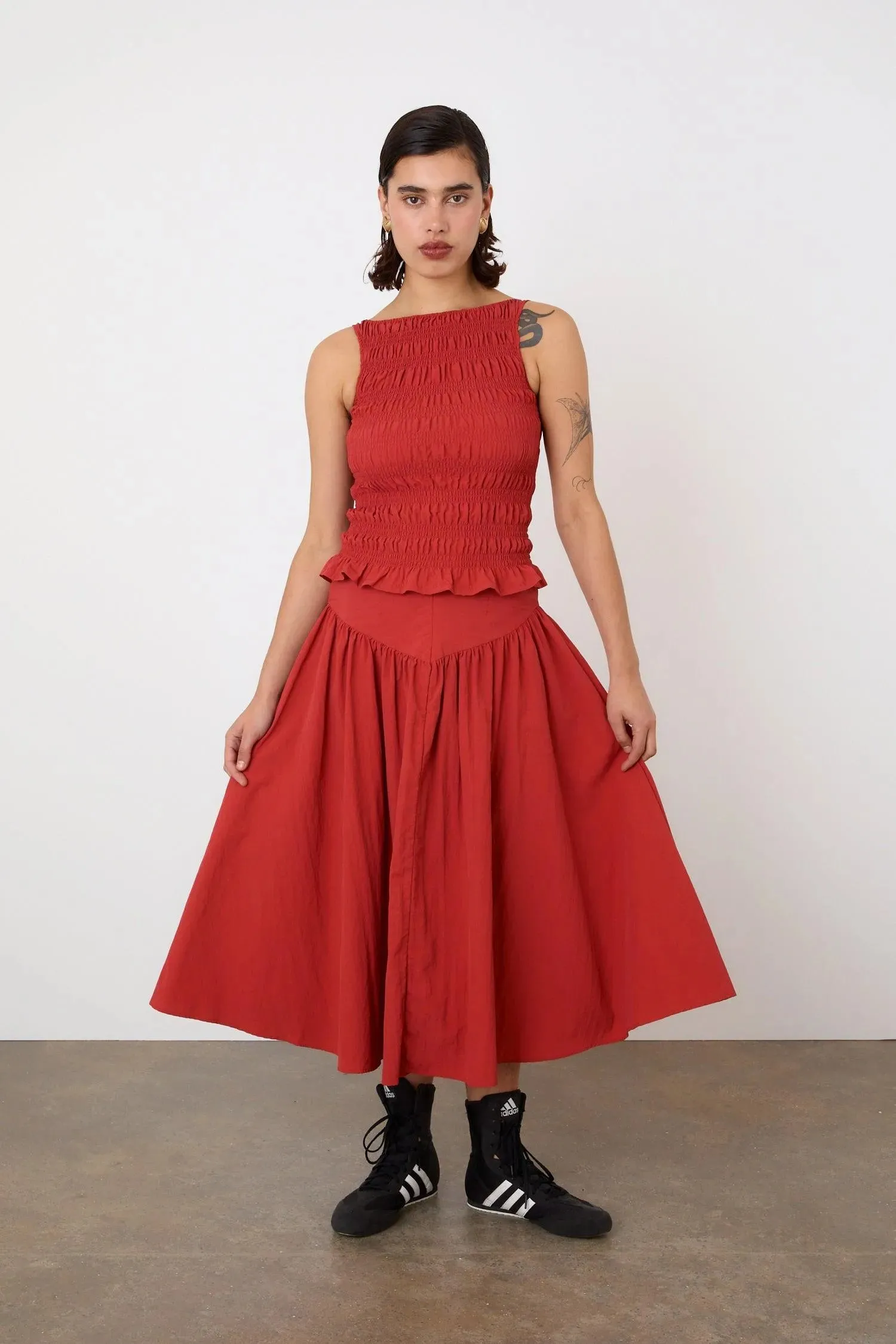 Deba Midi Skirt, Tomato - Image 5