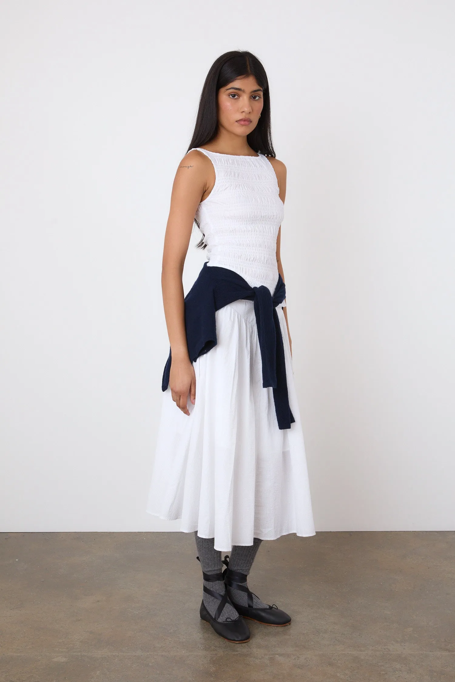 Deba Seersucker Midi Skirt, Porcelain - Image 7