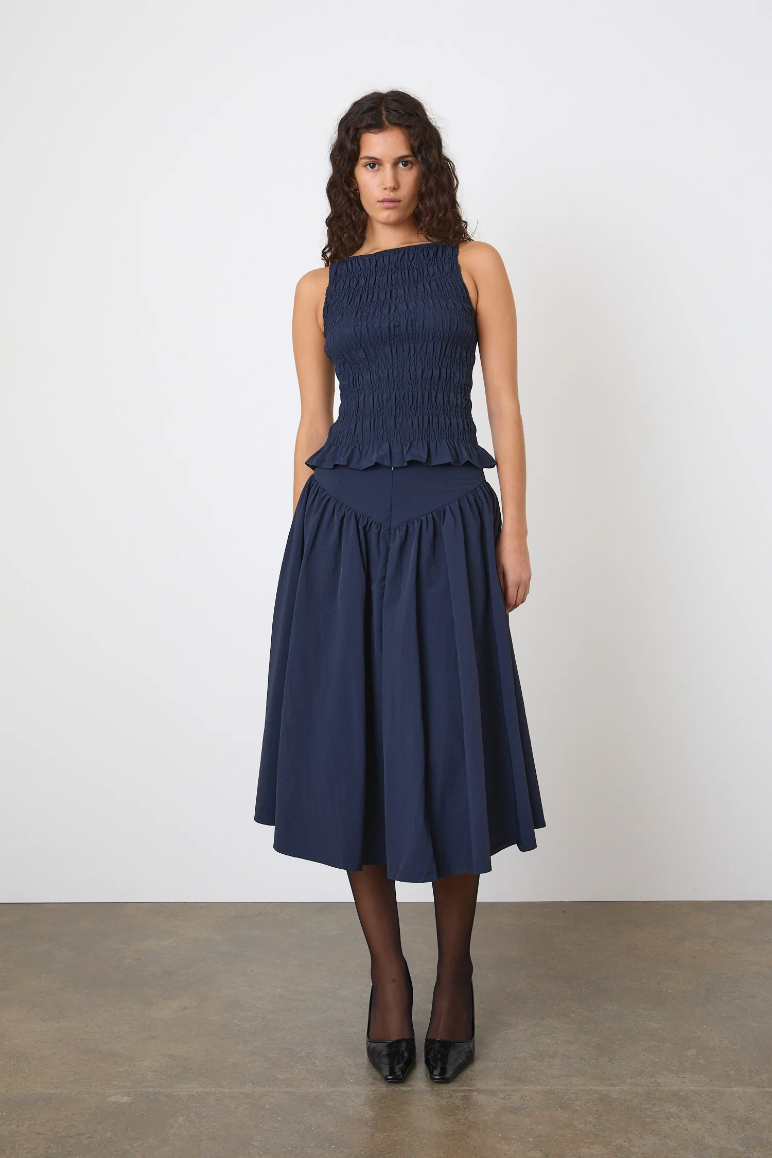 Deba Midi Skirt, Midnight - Image 3