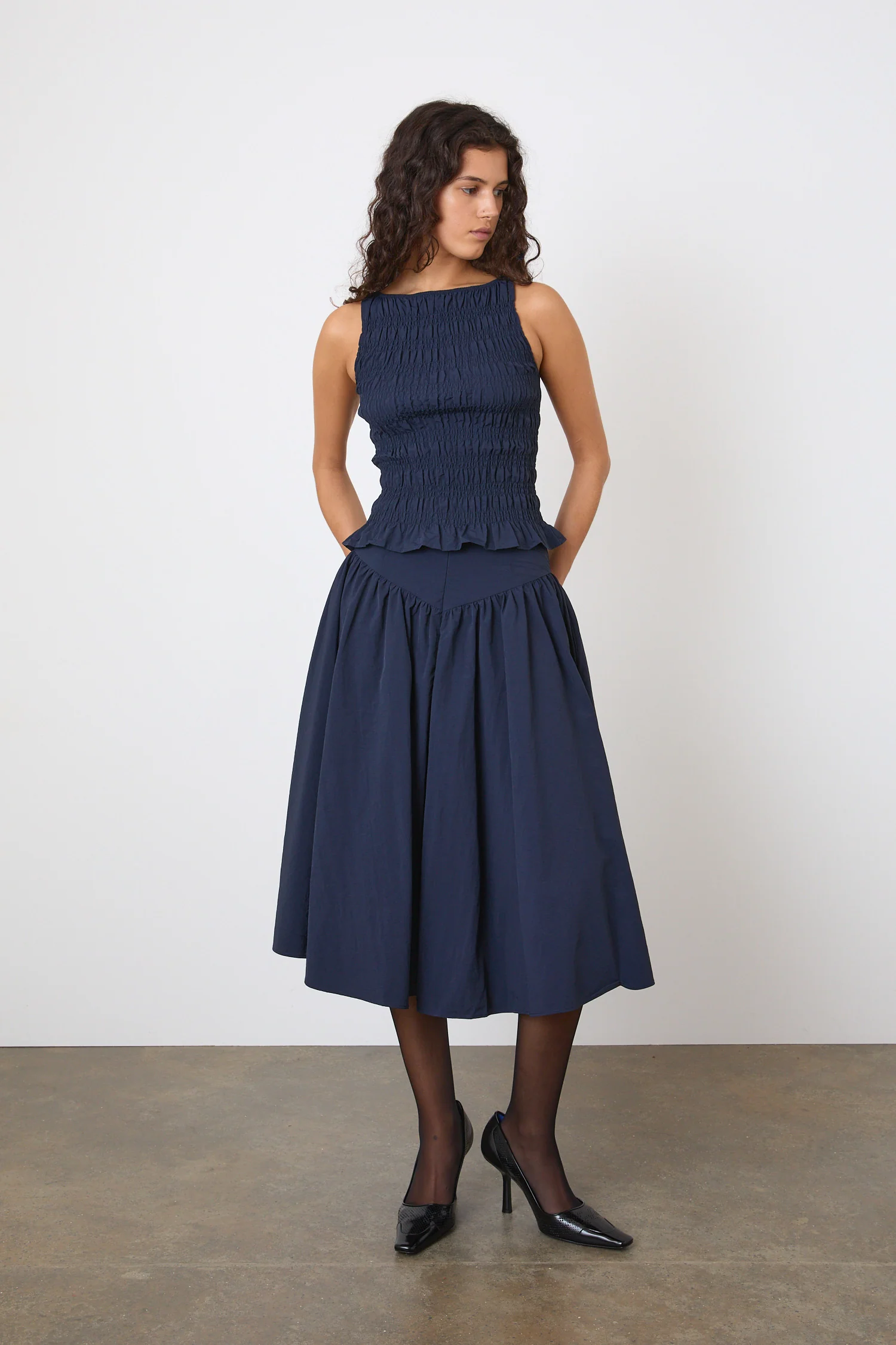 Deba Midi Skirt, Midnight - Image 4