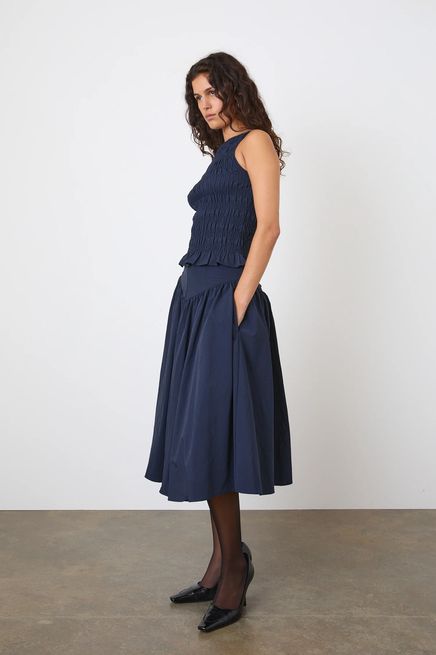 Deba Midi Skirt, Midnight - Image 5