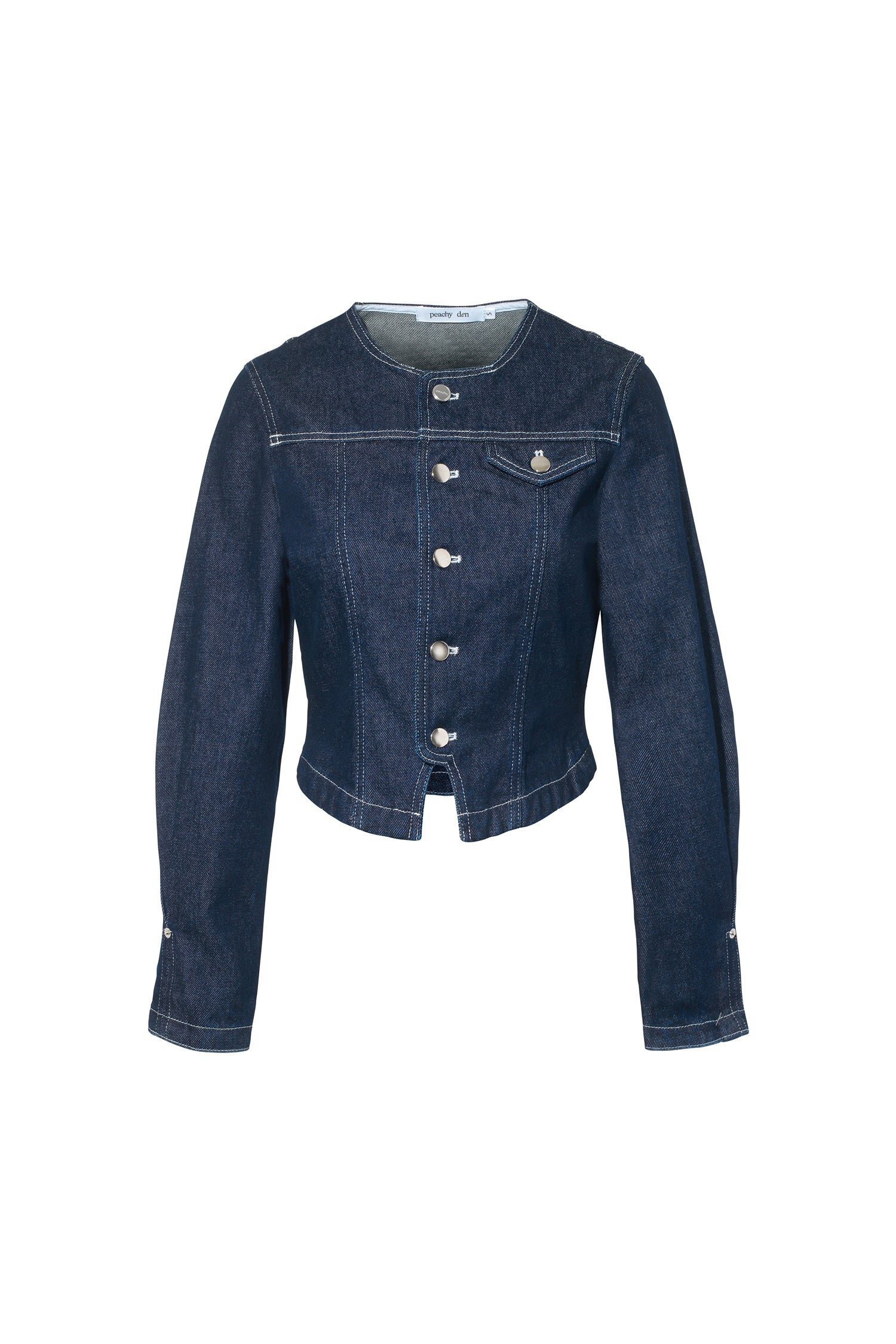 The Goldie Fitted Denim Jacket, Indigo Rinse - Image 9