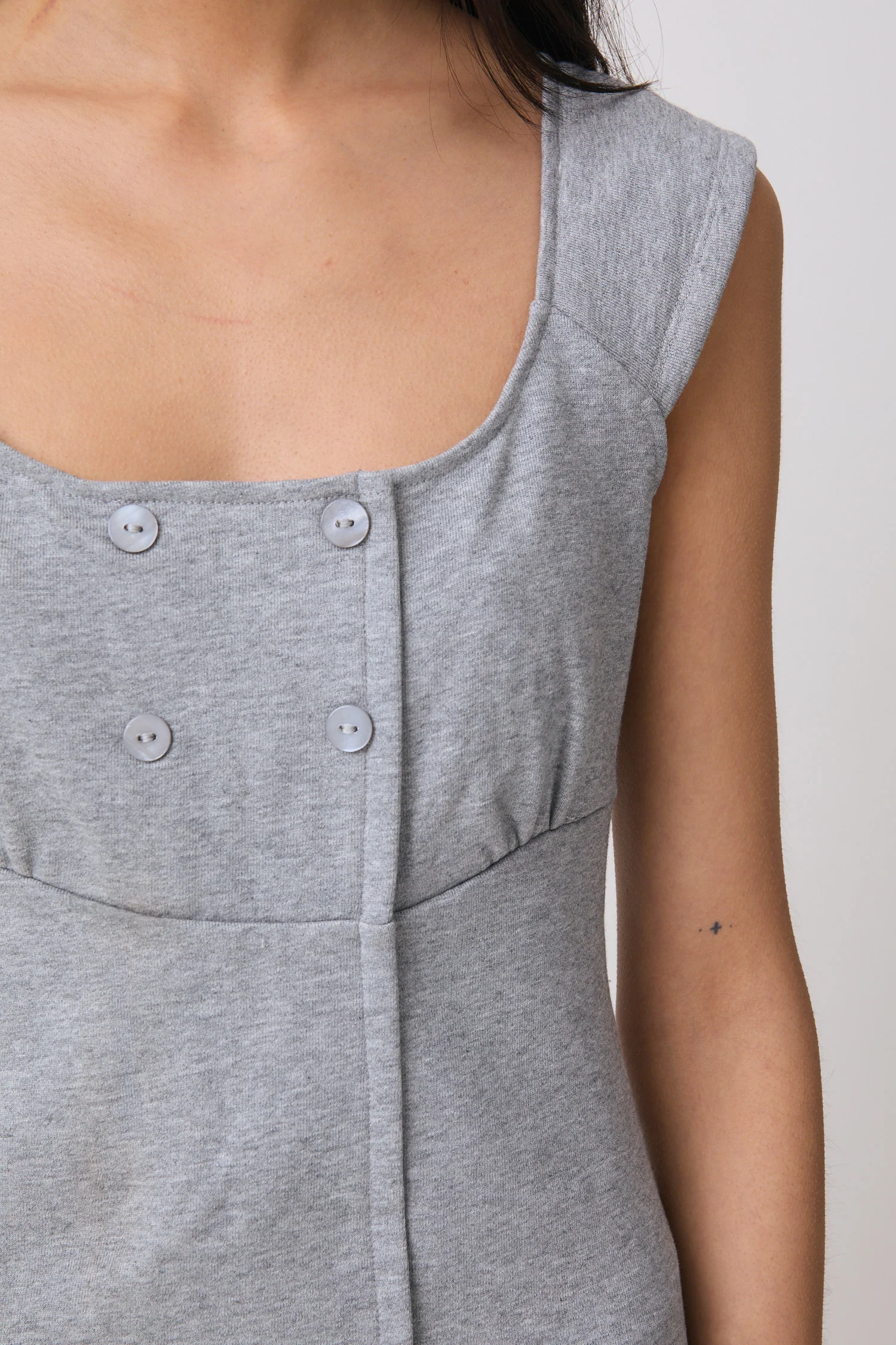 Joni Button Dress, Grey Marl - Image 5