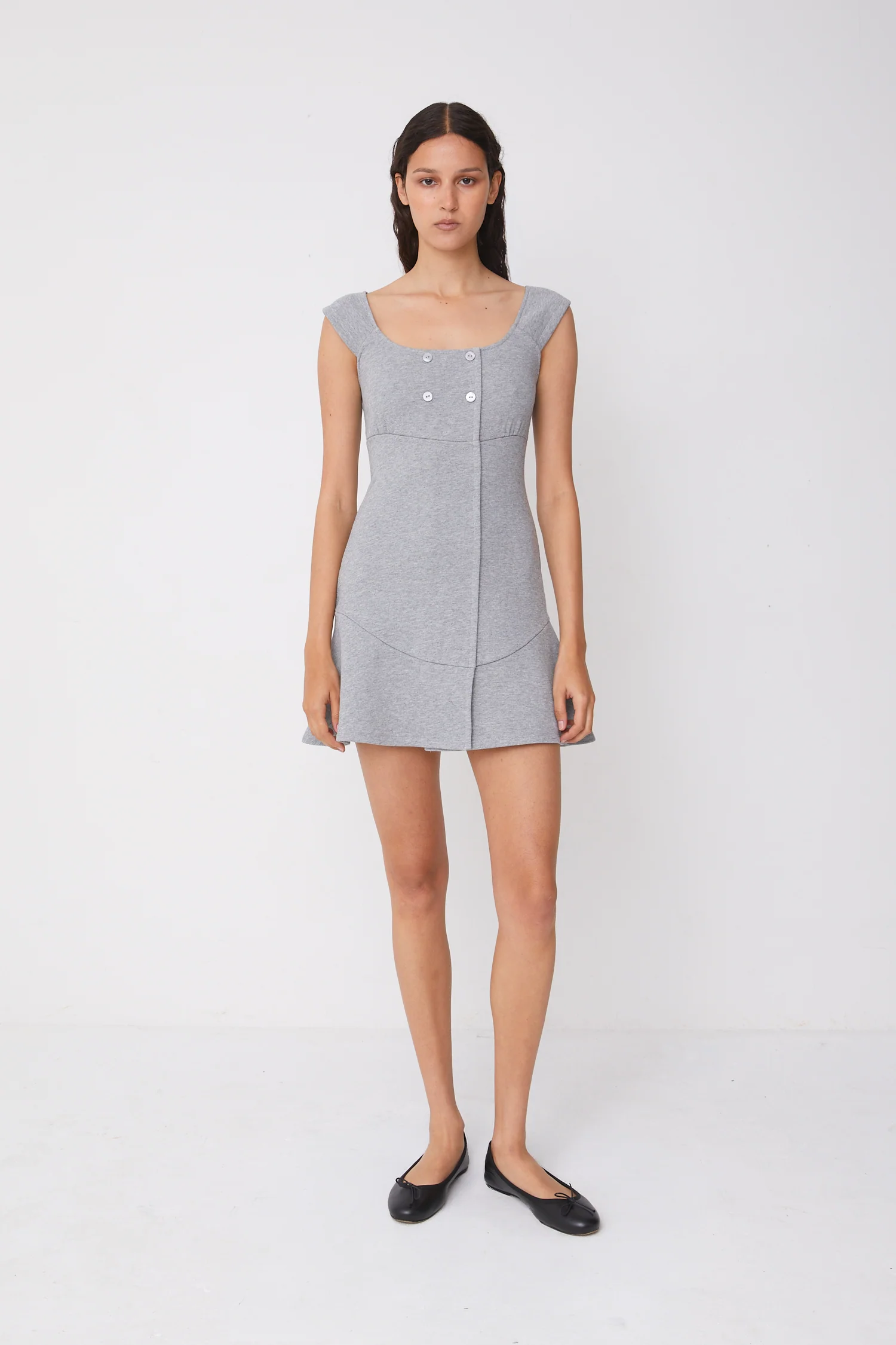 Joni Button Dress, Grey Marl - Image 6