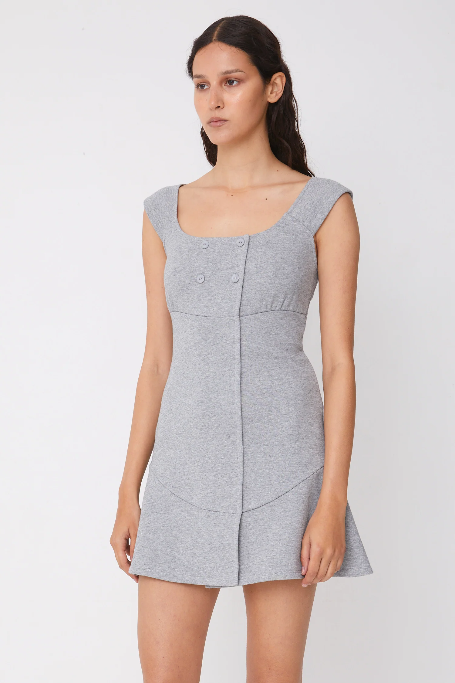 Joni Button Dress, Grey Marl - Image 7