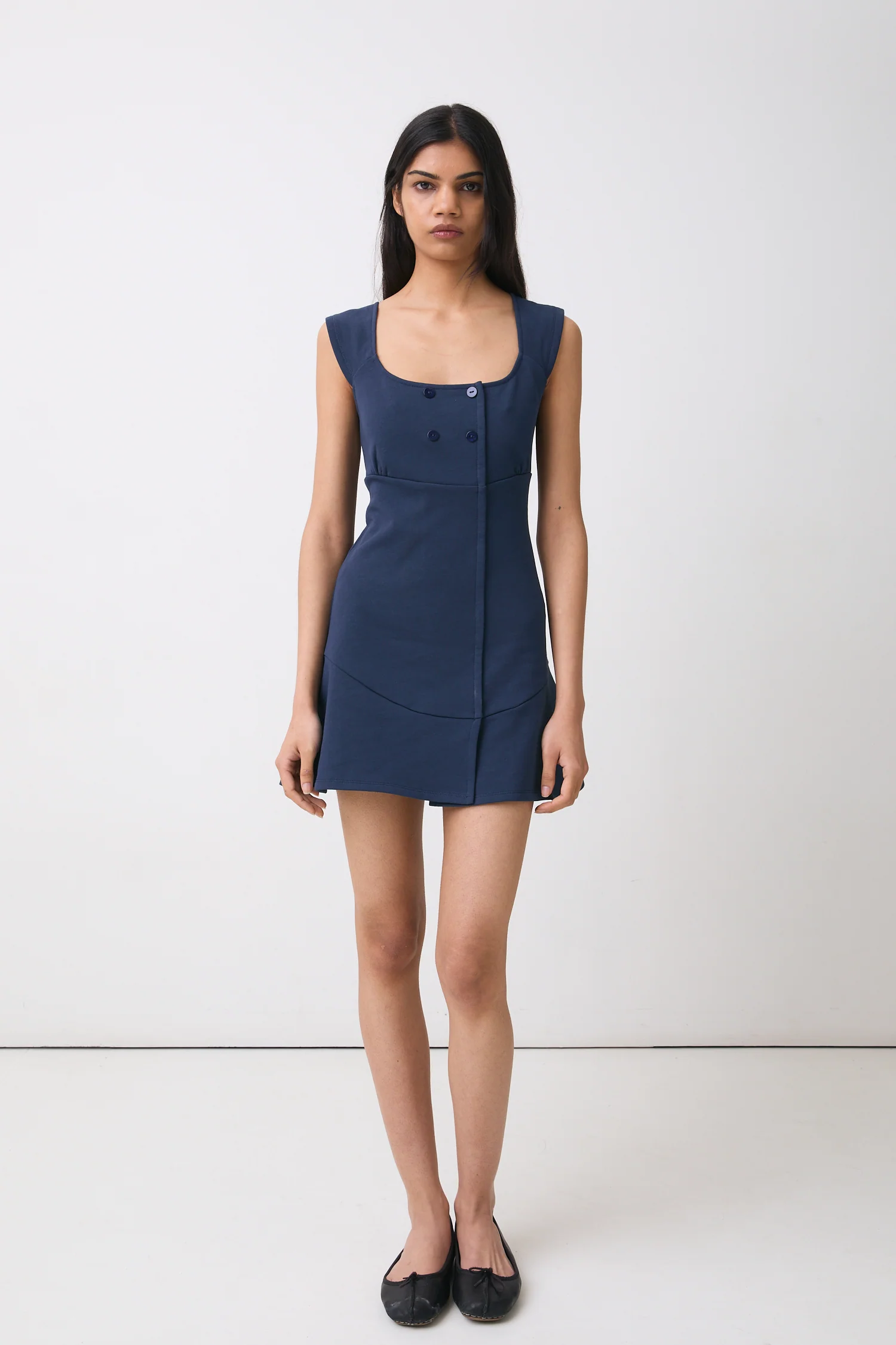 Joni Button Dress, Navy - Image 5