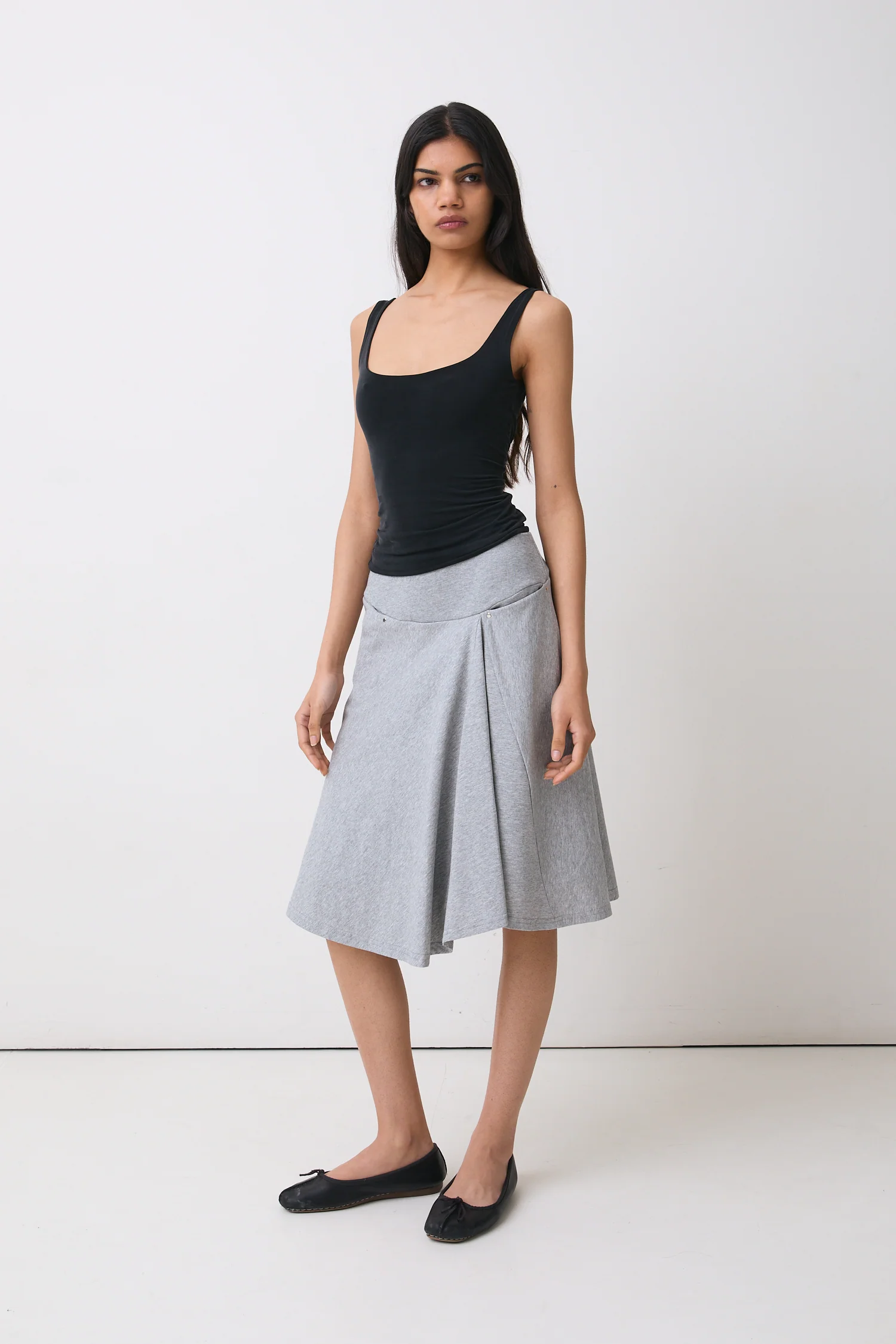 Joni Midi Skirt, Grey Marl - Image 4