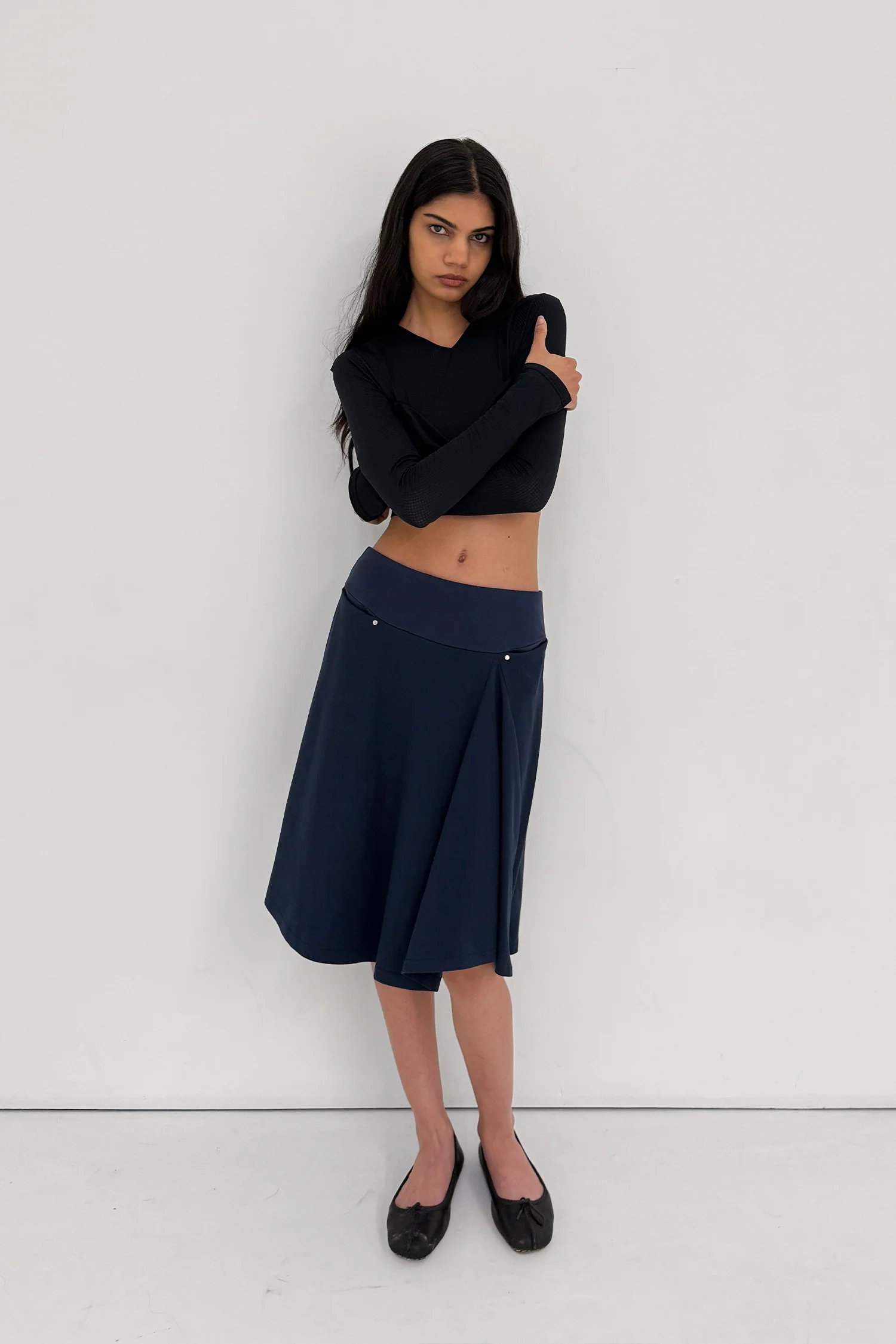 Joni Midi Skirt, Navy - Image 6