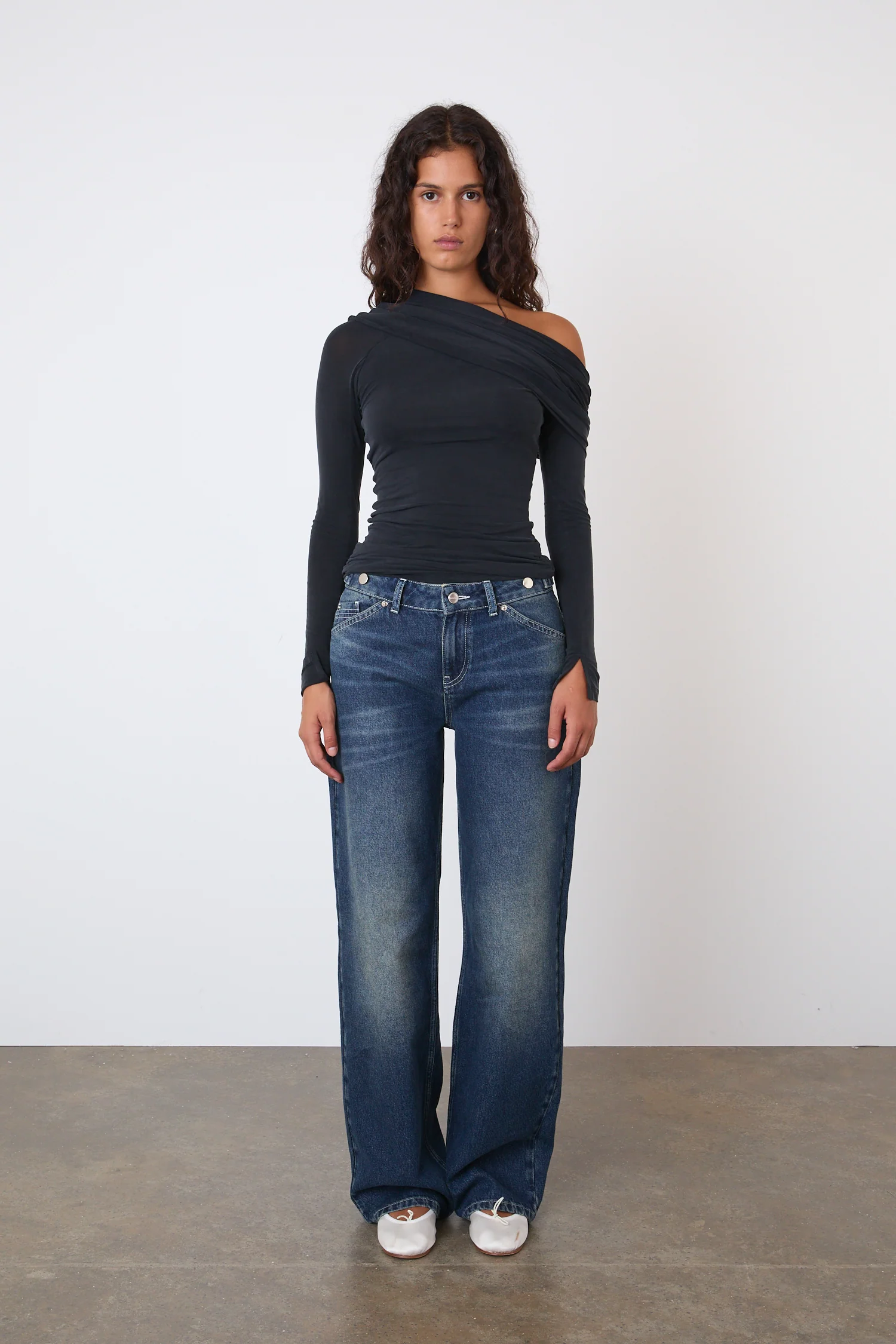 Kylie Cold Shoulder Top, Graphite - Image 3
