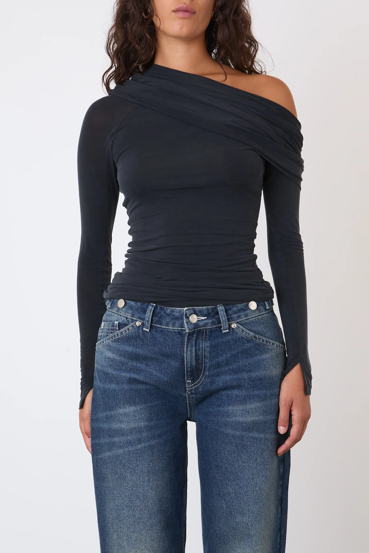 Kylie Cold Shoulder Top, Graphite - Image 4