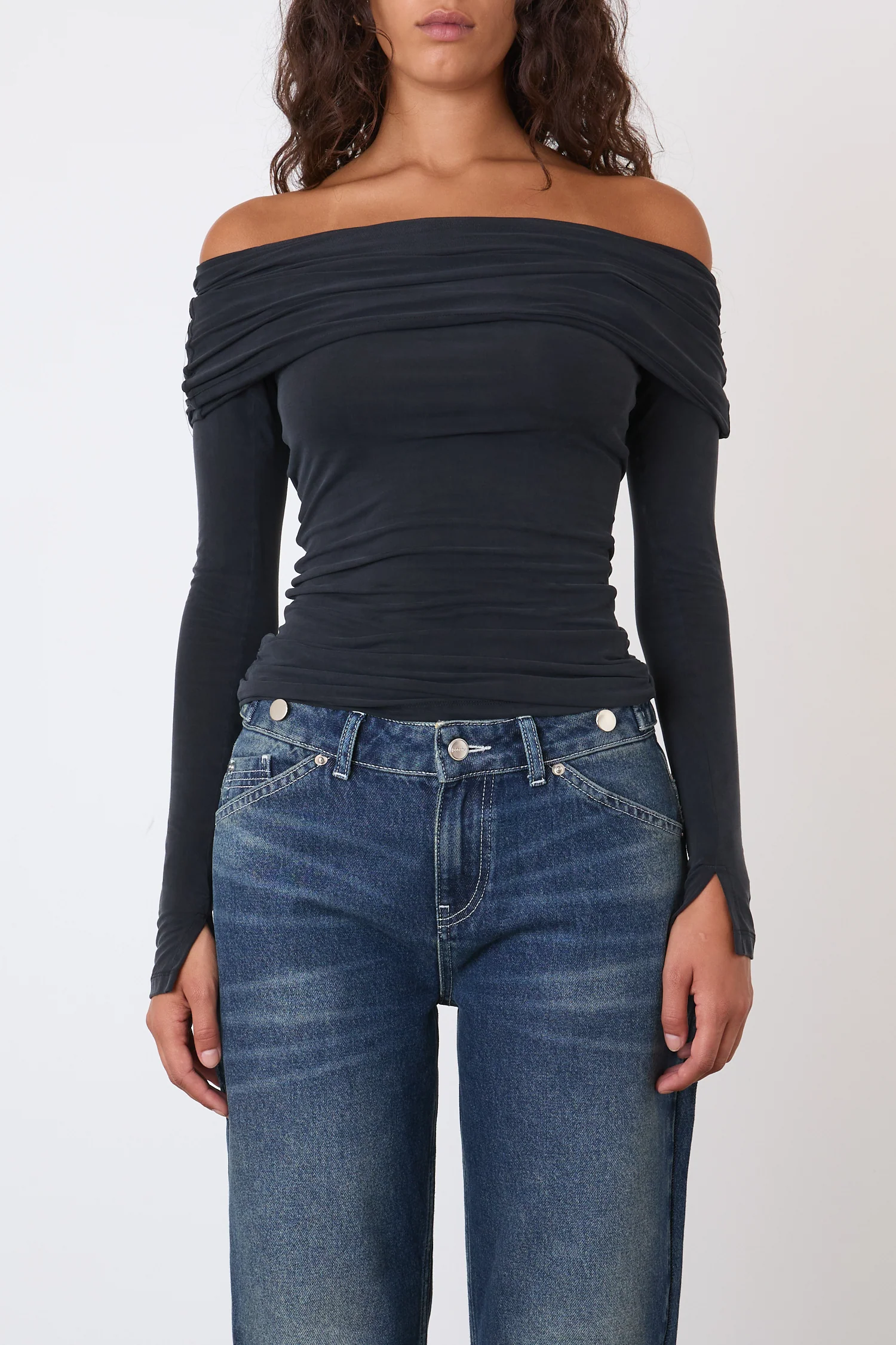 Kylie Cold Shoulder Top, Graphite - Image 5