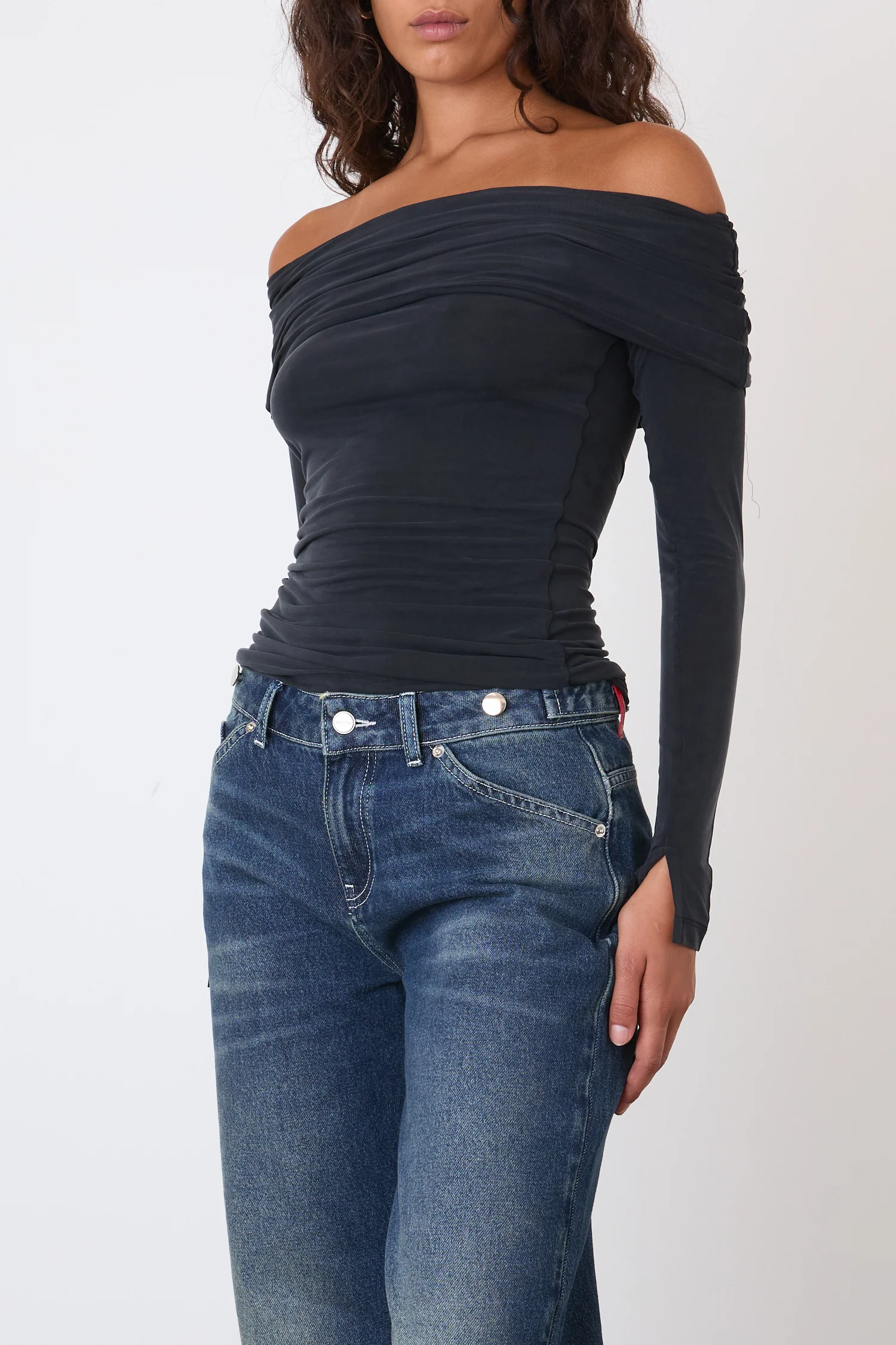 Kylie Cold Shoulder Top, Graphite - Image 6