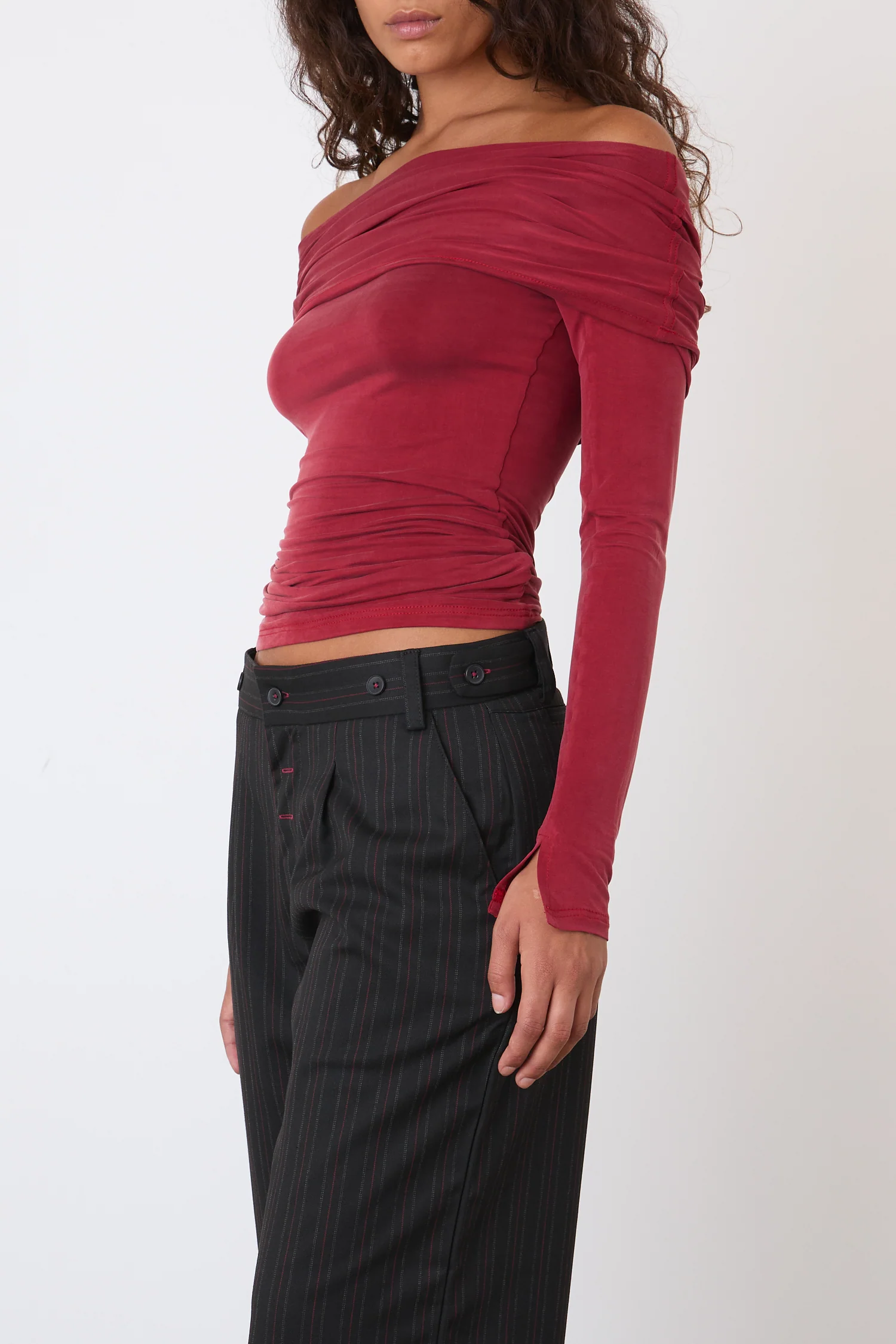 Kylie Cold Shoulder Top, Red Sandstone - Image 6