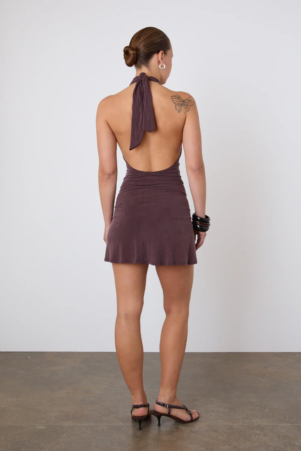 The Kylie Halter Knot Dress, Mahogany - Image 4