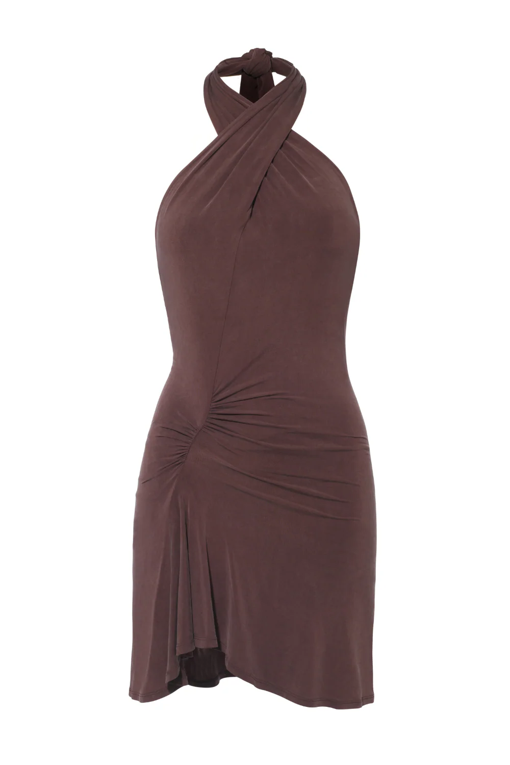 The Kylie Halter Knot Dress, Mahogany - Image 6