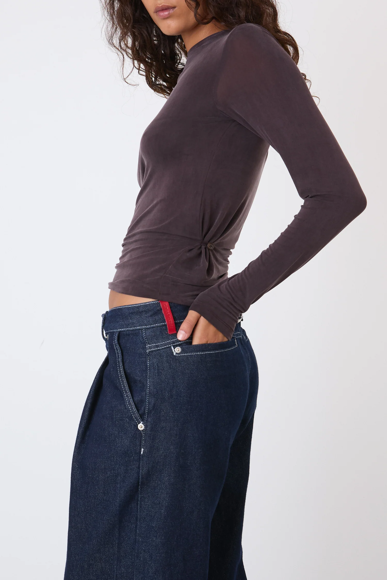 Kylie Long Sleeve Top, Chocolate - Image 3
