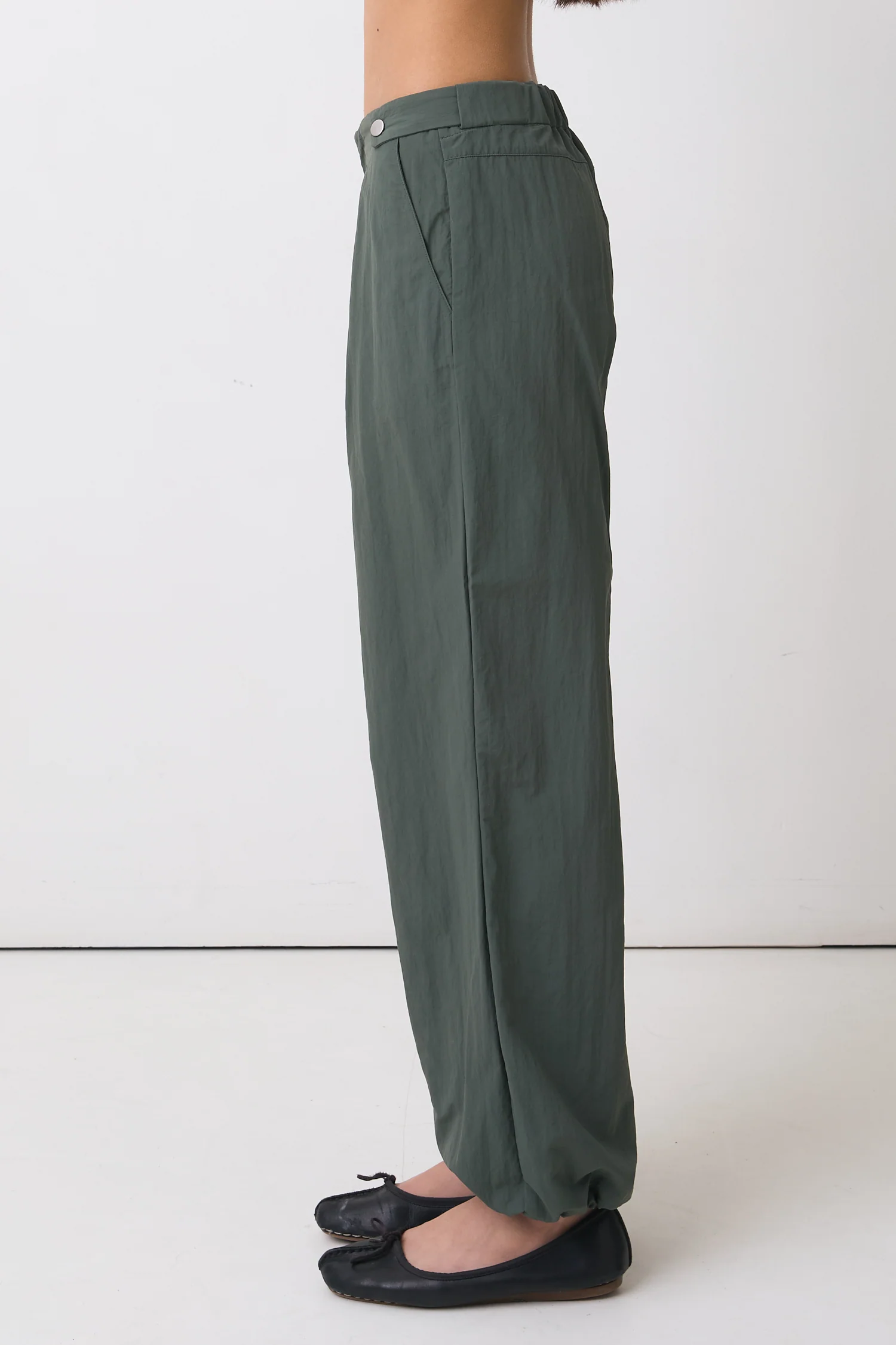 Lola Drawcord Trousers, Slate Green - Image 5