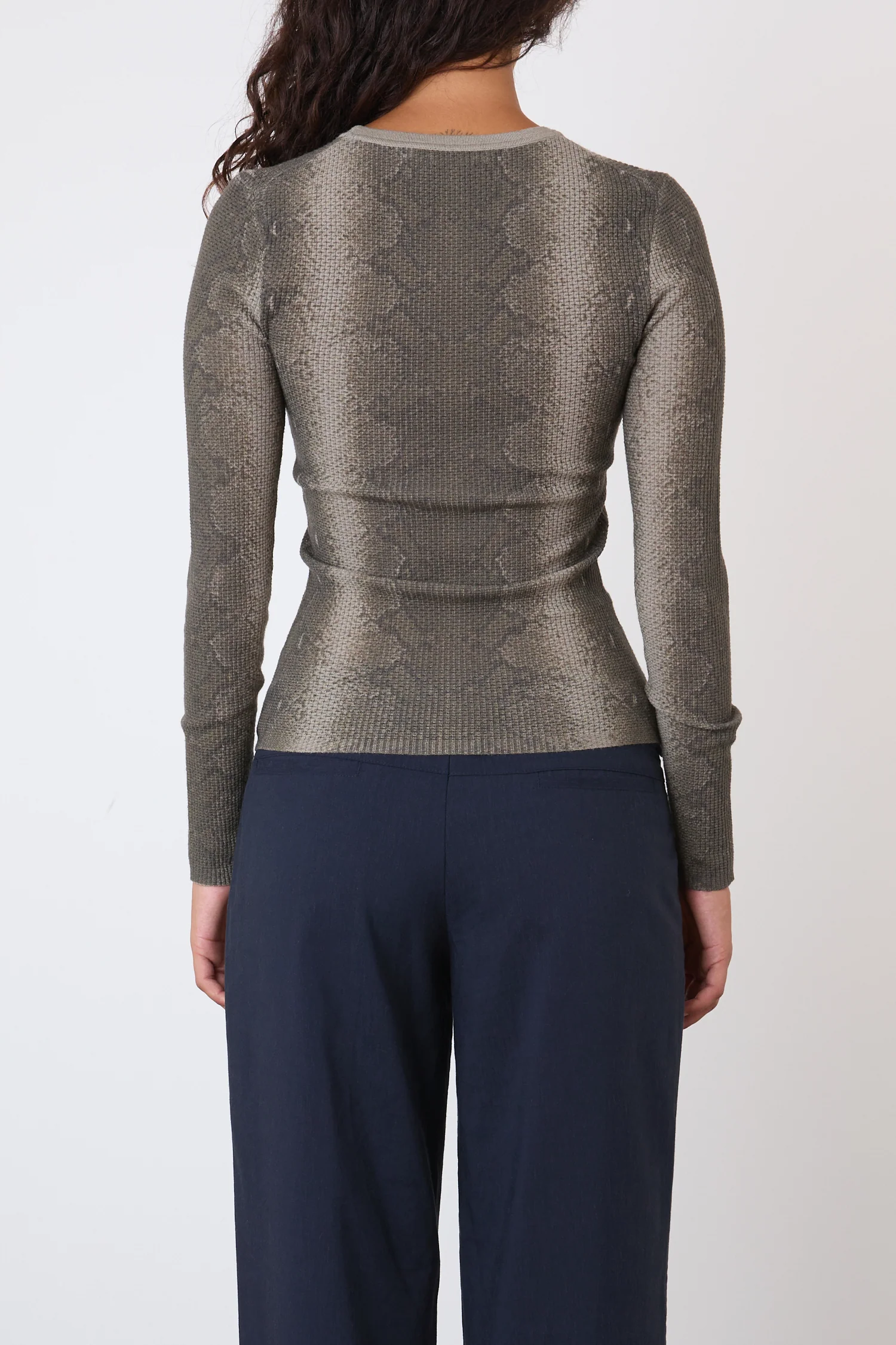 Lulu Thermal Knit Top, Olive Python - Image 5