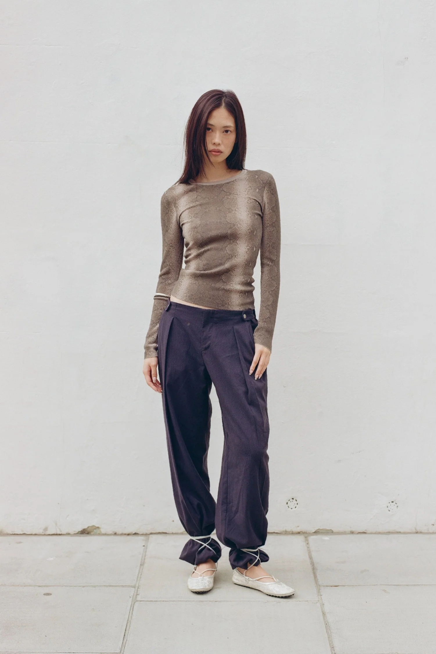 Lulu Thermal Knit Top, Olive Python - Image 6