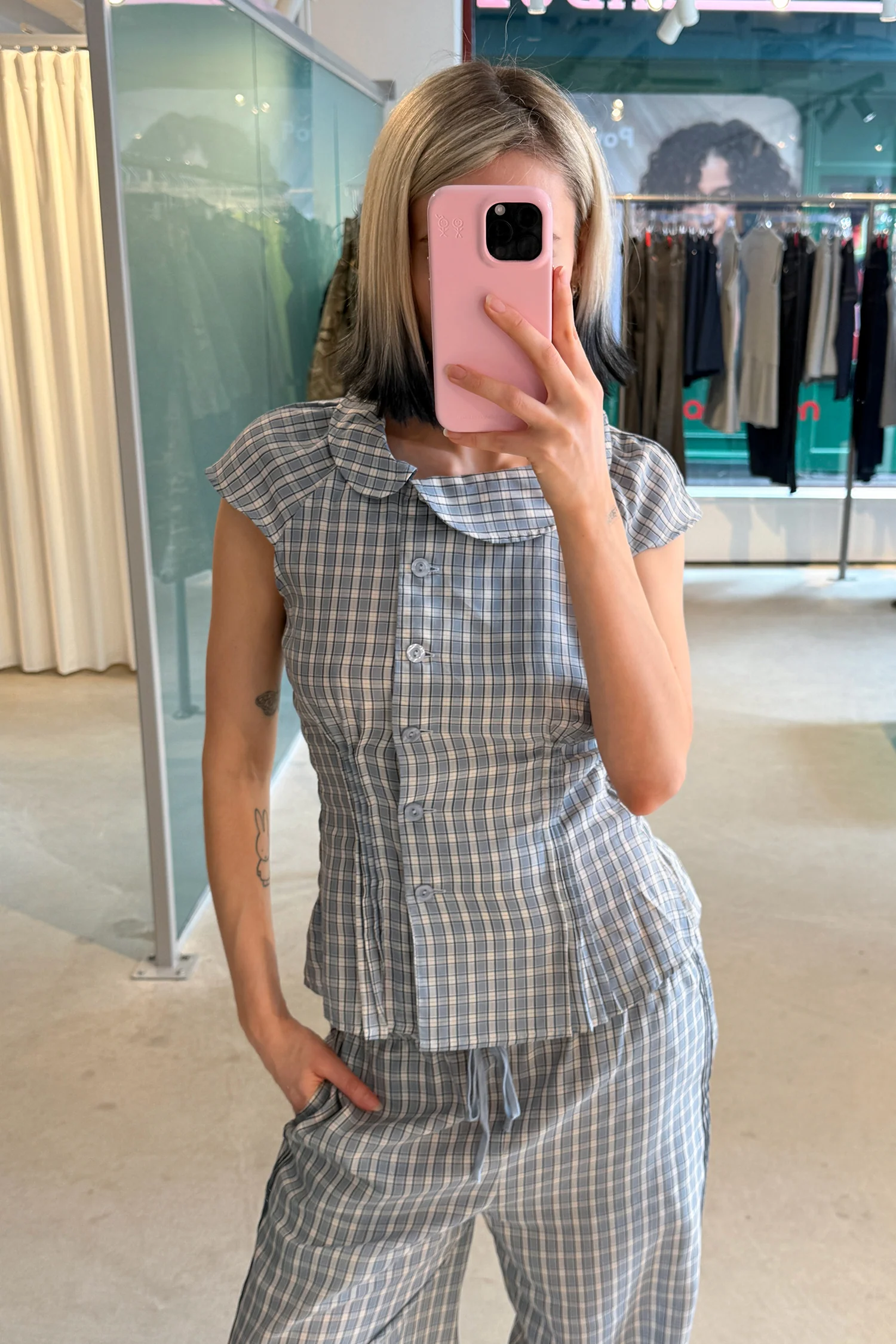 Missy Asymmetric Blouse, Check - Image 3