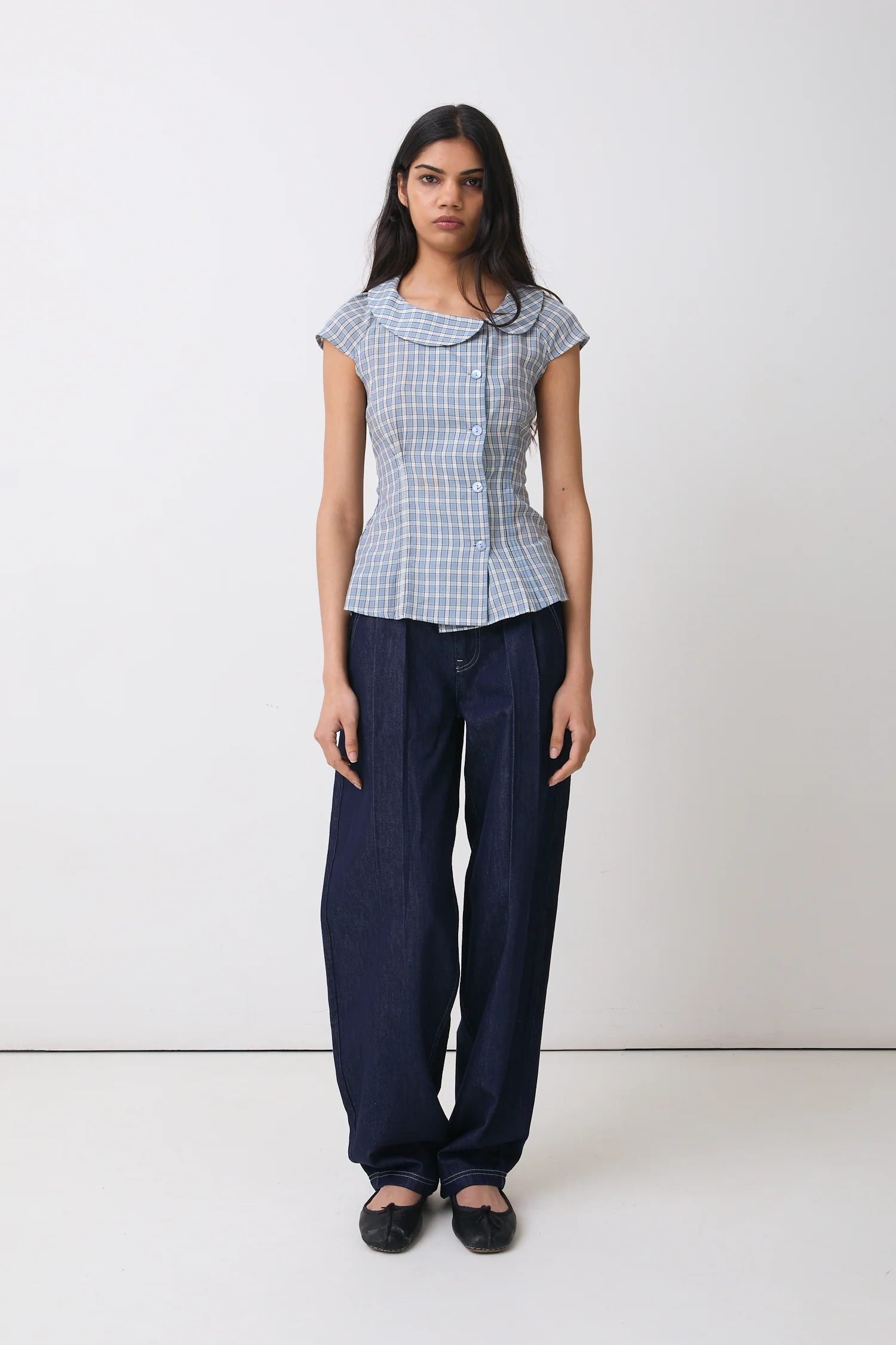 Missy Asymmetric Blouse, Check - Image 6