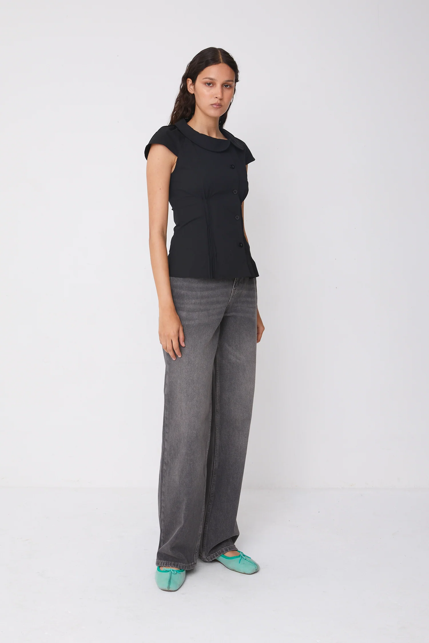 Missy Asymmetric Blouse, Onyx - Image 3
