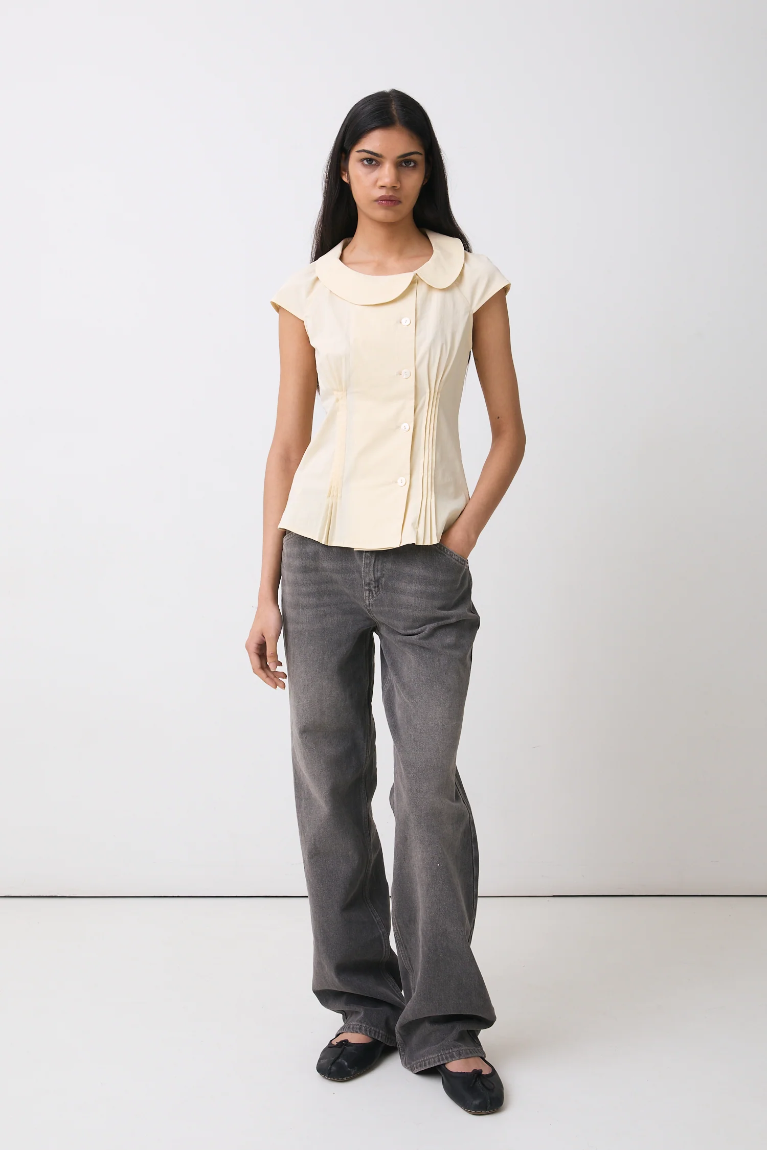 Missy Asymmetric Blouse, Parchment - Image 5