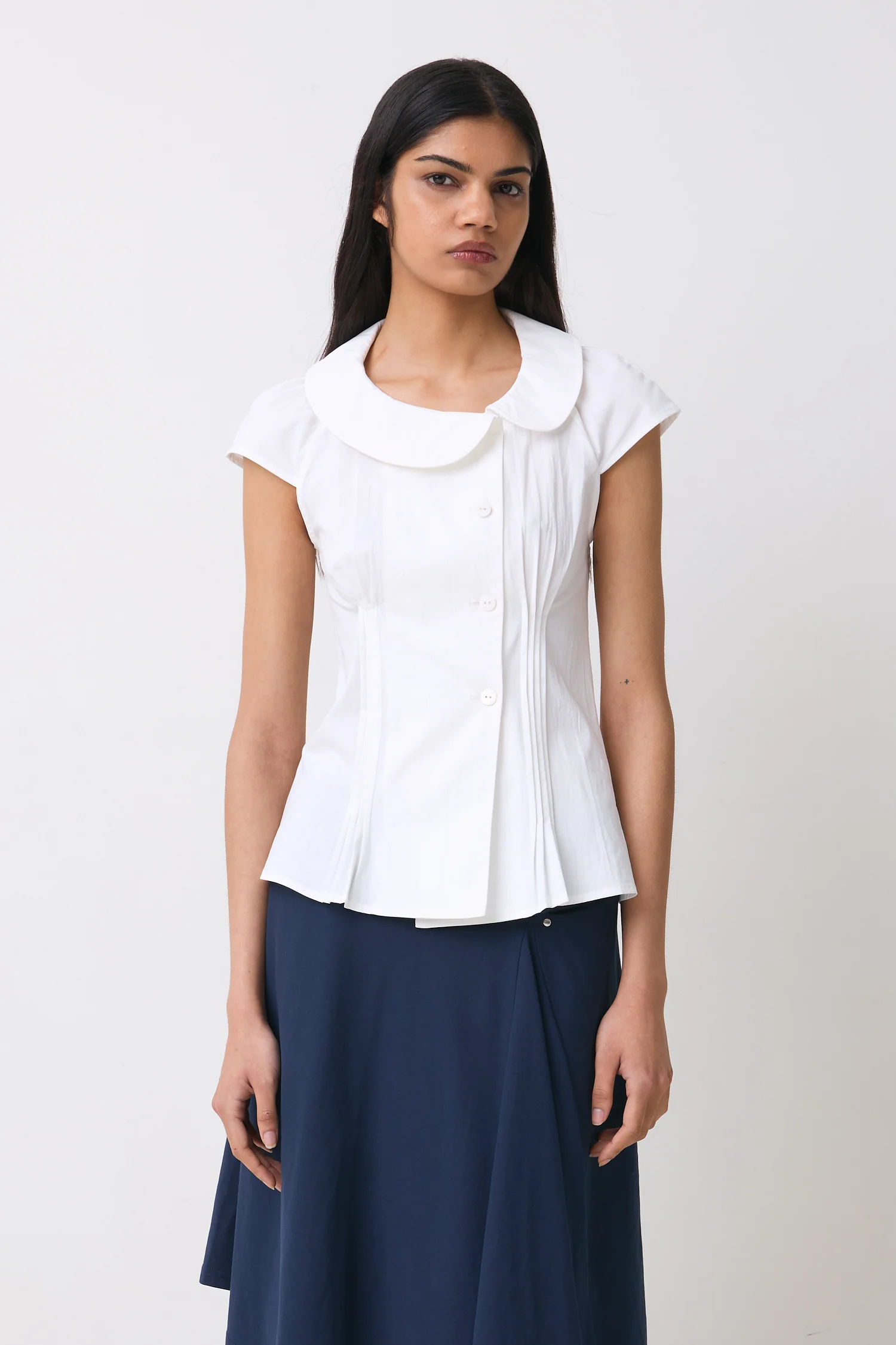 Missy Asymmetric Blouse, Porcelain - Image 3