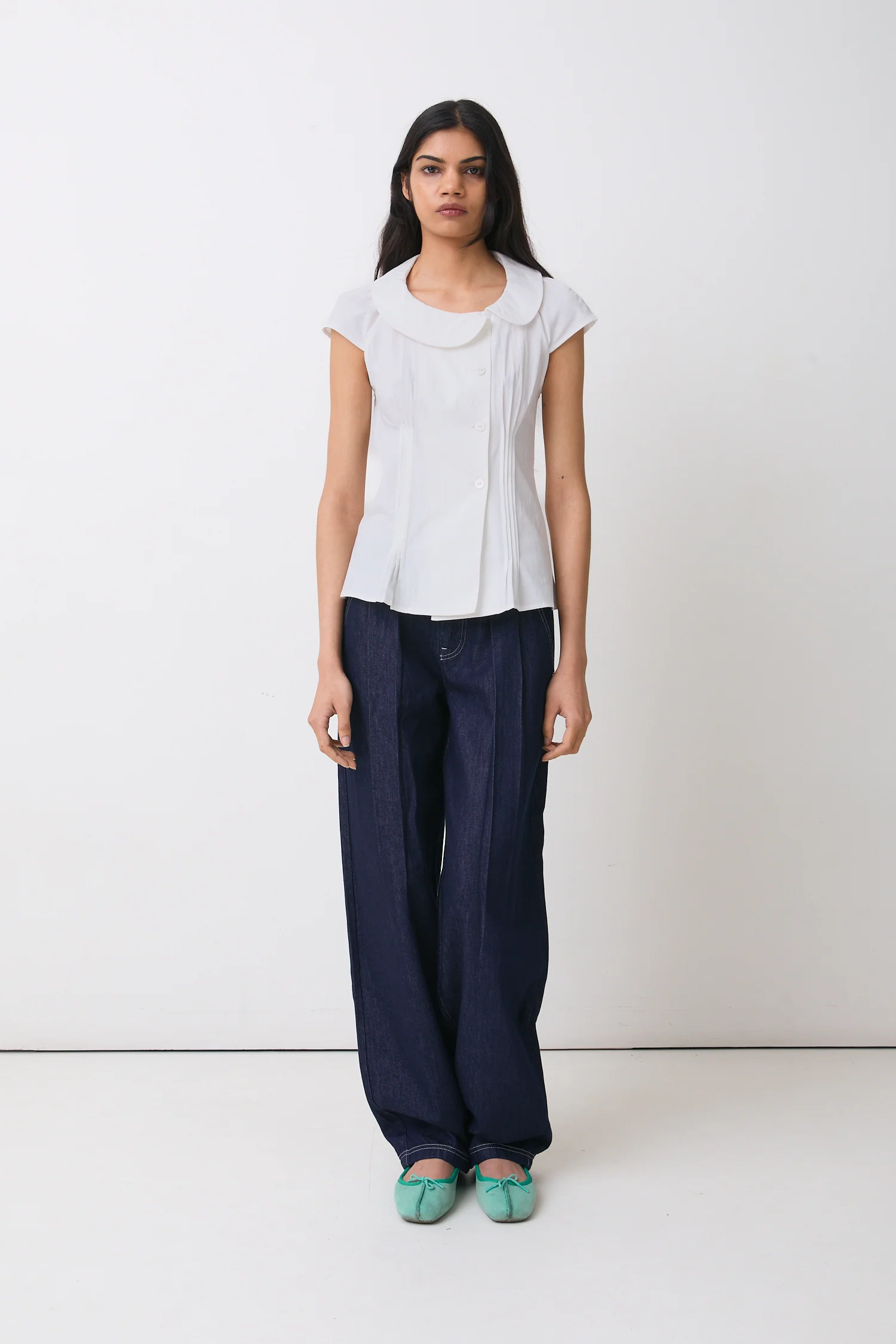 Missy Asymmetric Blouse, Porcelain - Image 5