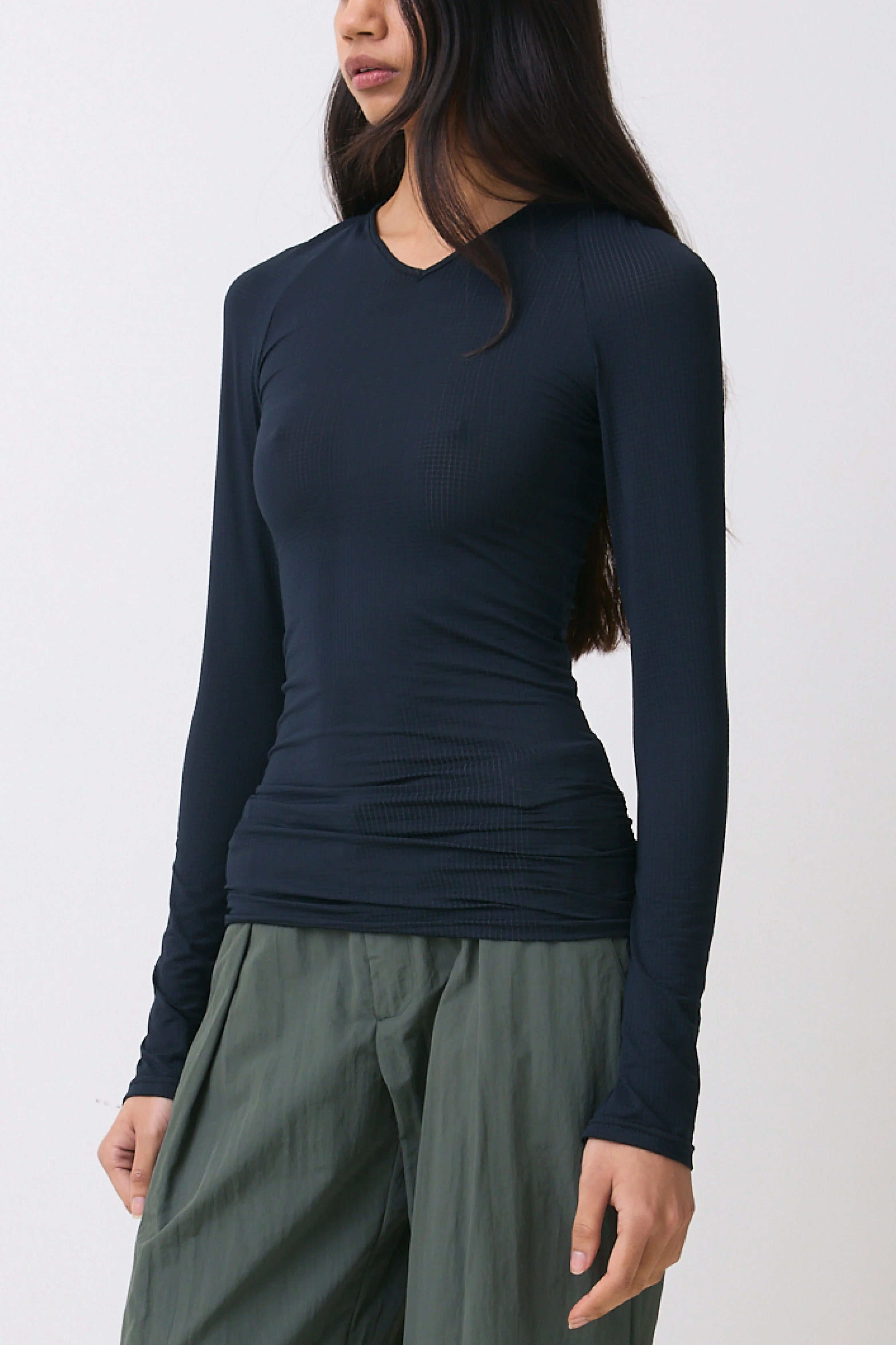 Neo Long Sleeve Top, Black Grid - Image 6